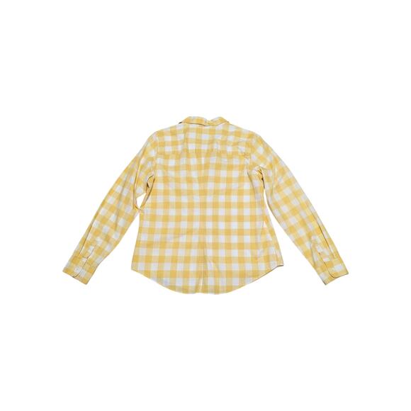 Pendleton Buffalo Plaid Gingham Button Down Shirt Yellow White Womens Large Top - Picture 2 of 5